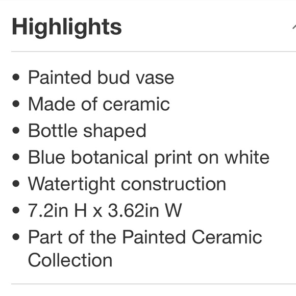 THRESHOLD NWT blue bird painted ceramic bud vase -blue/white - Picture 5 of 7